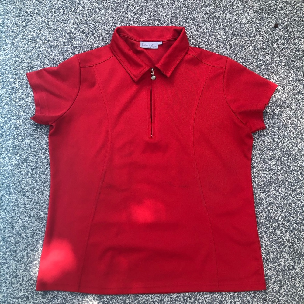Red Fitted Short Sleeve Polo Shirt
